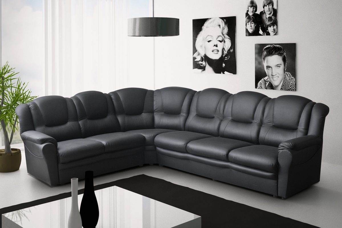skandi faux leather corner group sofa
