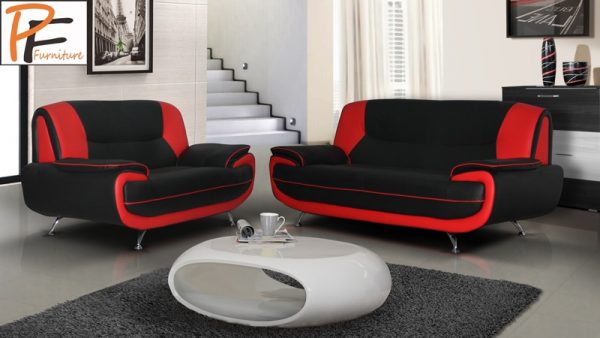 Olaf 3 2 Sofa Set Pf Furniture, Red And Black Leather Couch